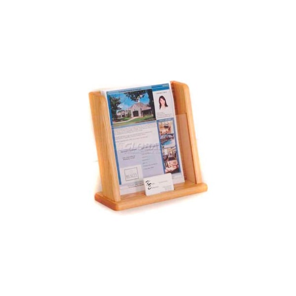 Wooden Mallet Countertop Literature Display with Business Card Pocket, Light Oak LHT1LO - main